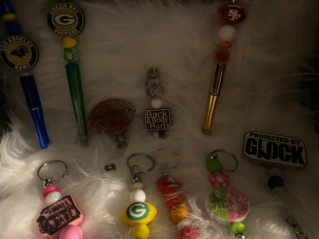 Custom Badge Reels, Beadable Pens and Keychains