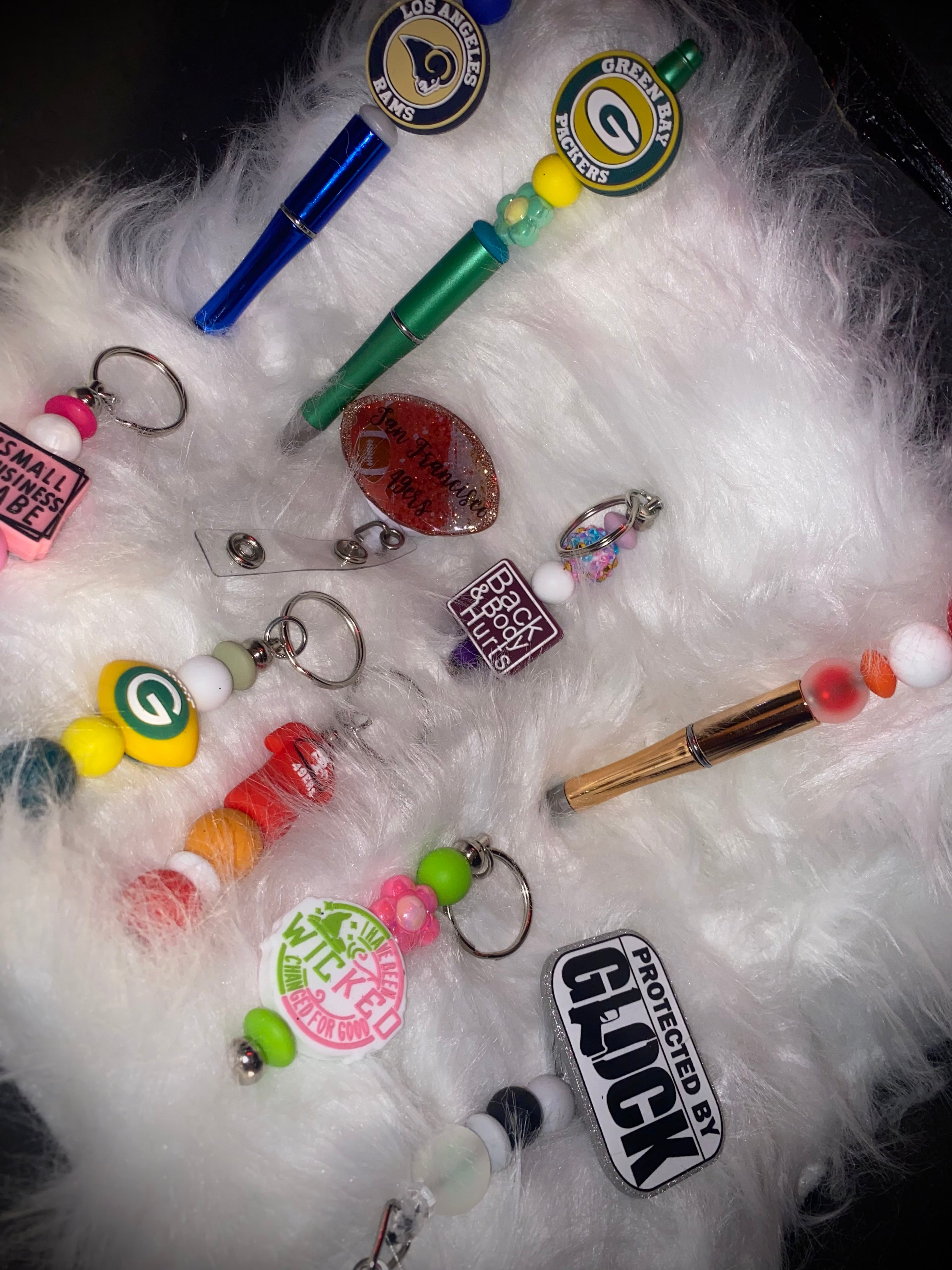 Custom Badge Reels, Beadable Pens and Keychains